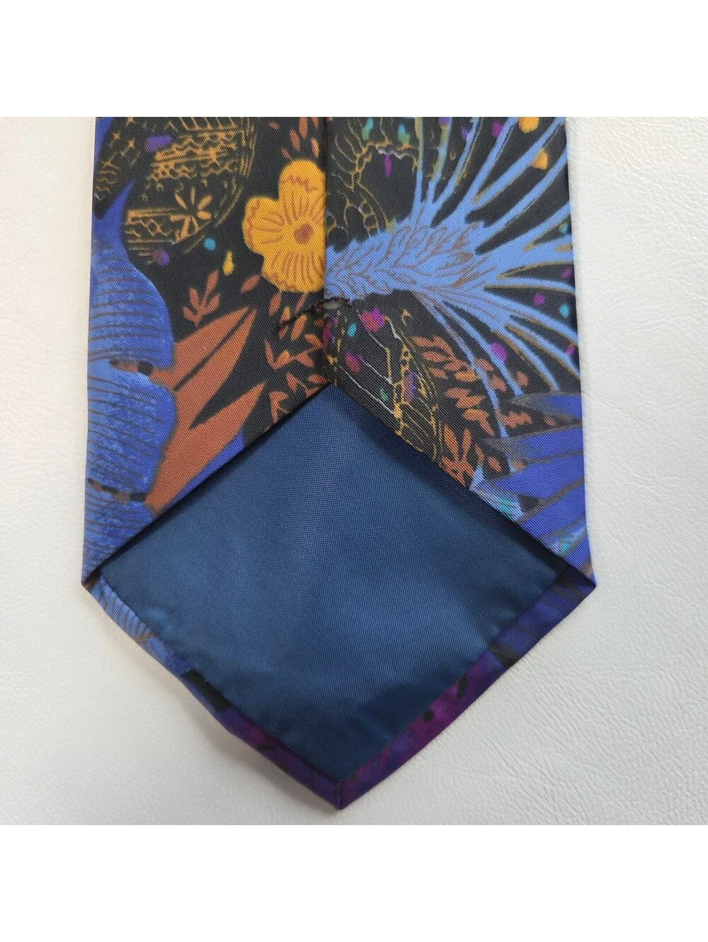 Men's Floral Patterned Silk Tie in Blue and Purple